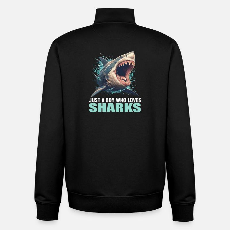 Requins Requin - Sweat zippé unisexe en coton bio Stanley/Stella - noir