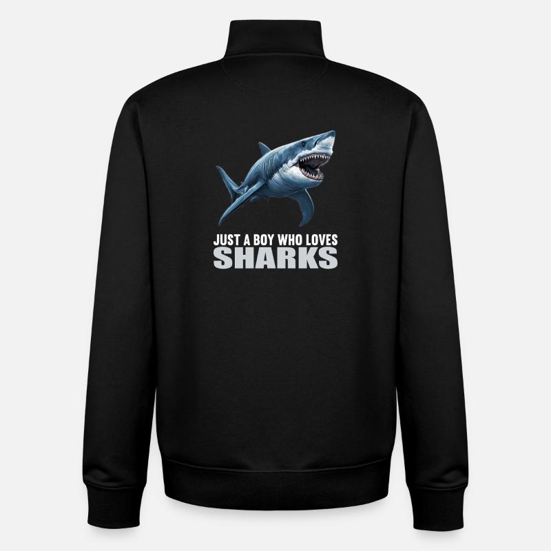 Requins Requin - Sweat zippé unisexe en coton bio Stanley/Stella - noir
