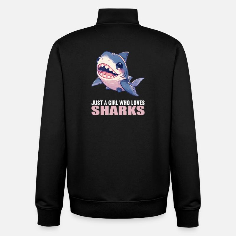 Requins Requin - Sweat zippé unisexe en coton bio Stanley/Stella - noir