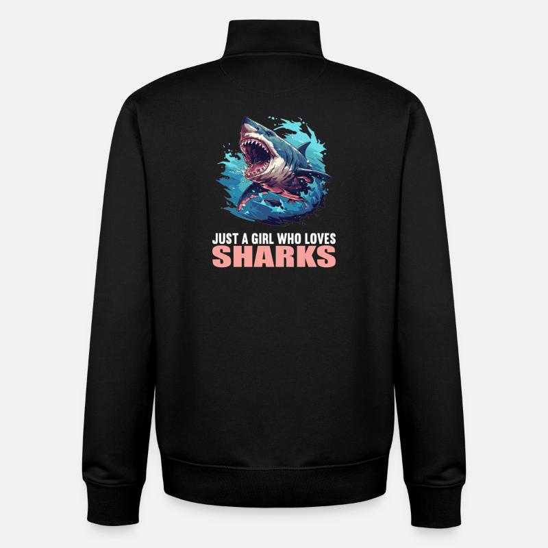 Requins Requin - Sweat zippé unisexe en coton bio Stanley/Stella - noir