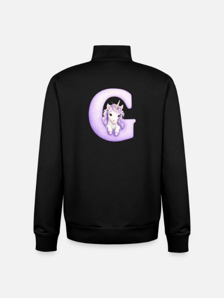 Buchstabe G Lila Einhorn - Unisex Organic Zip Sweatshirt von Stanley/Stella - Schwarz