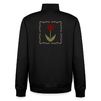 Tulipe en silhouette encadrée - Sweat zippé unisexe en coton bio Stanley/Stella - noir - Dos - AI Model Male 185 light (185cm)