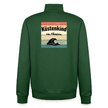 Meer im Herzen Vintage - Unisex Organic Zip Sweatshirt von Stanley/Stella - Flaschengrün - Hinten - AI Model Male 185 dark (185cm)