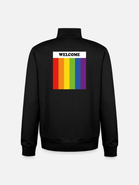 LGBT welcome - safe space - gay ally - Unisex Organic Zip Sweatshirt by Stanley/Stella - black