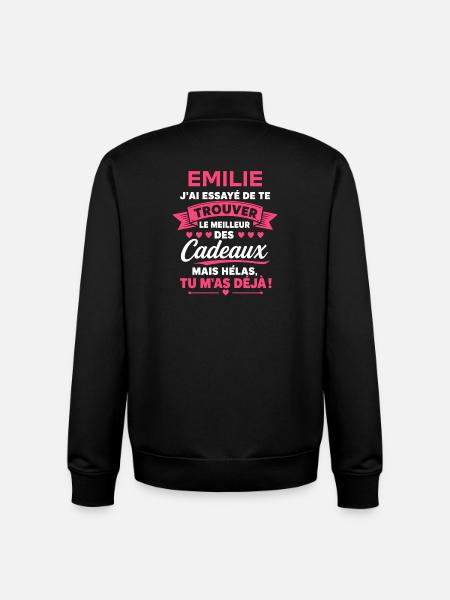 Emilie Cadeaux: Tu M’as Déjà - Sweat zippé unisexe en coton bio Stanley/Stella - noir