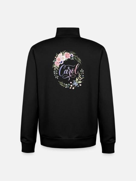 Carol Floral Wreath with Lettering - Unisex Organic Zip Sweatshirt by Stanley/Stella - black