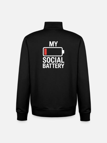 Social Battery Introvert Dead Battery Battery - Unisex Organic Zip Sweatshirt by Stanley/Stella - black