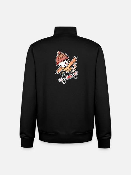 Skateboarding Boy Comic Style - Unisex Organic Zip Sweatshirt by Stanley/Stella - black