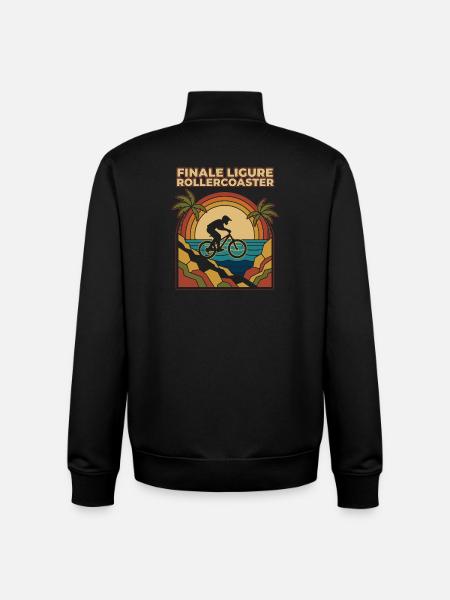 Finale Ligure Rollercoaster Retro Enduro MTB - Unisex Organic Zip Sweatshirt by Stanley/Stella - black