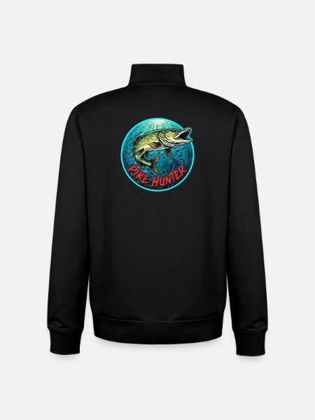 Pike Fishing Motif - Unisex Organic Zip Sweatshirt by Stanley/Stella - black
