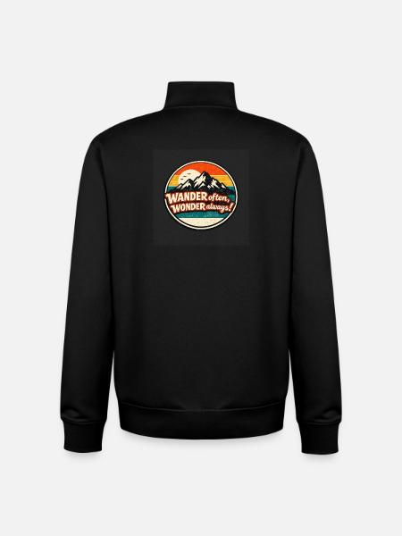 Retro Mountain Sunset Hiking Badge - Unisex Organic Zip Sweatshirt by Stanley/Stella - black