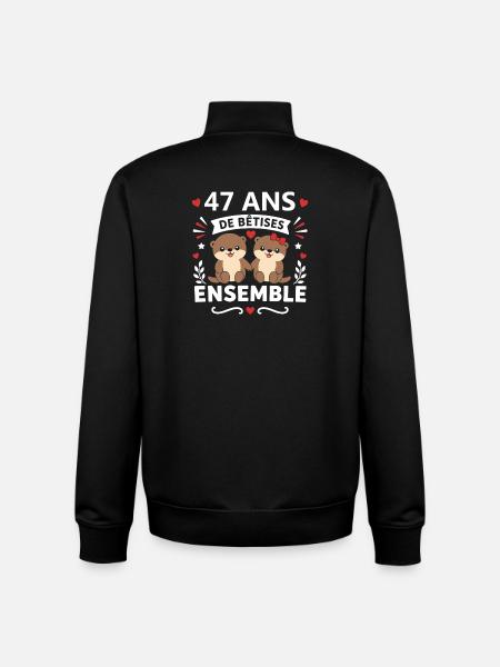 47 Ans Ensemble Betes - Sweat zippé unisexe en coton bio Stanley/Stella - noir