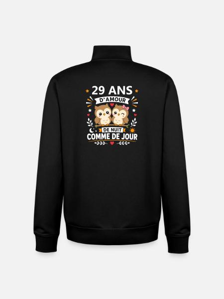 29 Ans d'Amour Nuit Jour - Sweat zippé unisexe en coton bio Stanley/Stella - noir