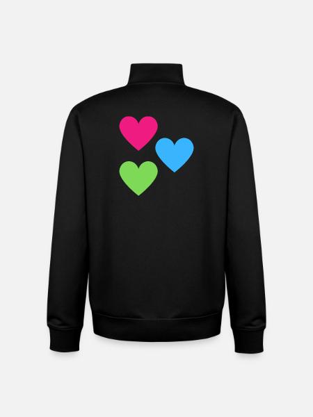 Neon Hearts Trio - Unisex Organic Zip Sweatshirt by Stanley/Stella - black