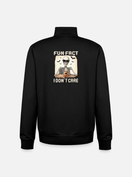Skeleton Fun Fact I Don't Care - Unisex Organic Zip Sweatshirt by Stanley/Stella - black