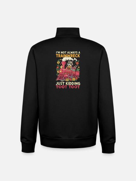 Raccoon Zugwitz Flower Train - Unisex Organic Zip Sweatshirt by Stanley/Stella - black