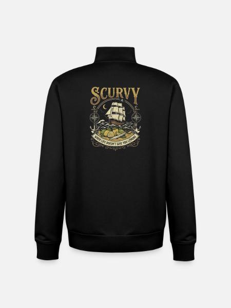 Pirate Ship Lemon Design - Unisex Organic Zip Sweatshirt by Stanley/Stella - black