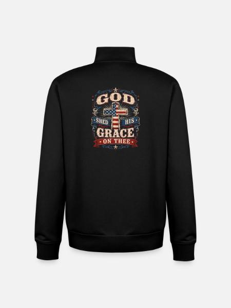 God's Mercy on You Patriotic - Unisex Organic Zip Sweatshirt by Stanley/Stella - black