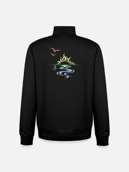 Coucher de soleil - Sweat zippé unisexe en coton bio Stanley/Stella - noir