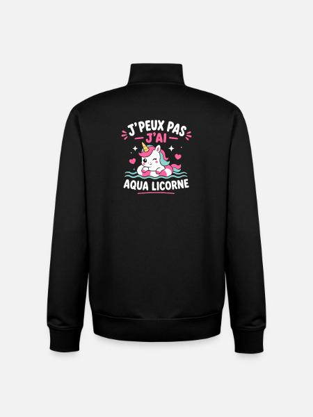 Aqua Licorne Pastel - Sweat zippé unisexe en coton bio Stanley/Stella - noir