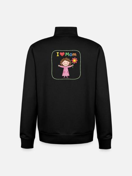 Mother's Day T-shirt Drawing Child Mom - Unisex Organic Zip Sweatshirt by Stanley/Stella - black