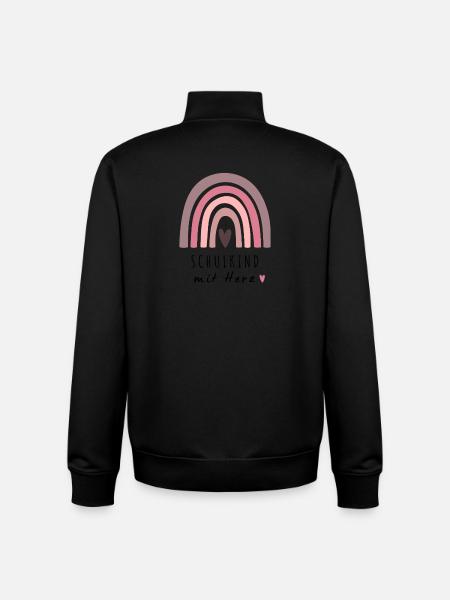 Schulkind mit Herz Regenbogen | Einschulung - Unisex Organic Zip Sweatshirt von Stanley/Stella - Schwarz