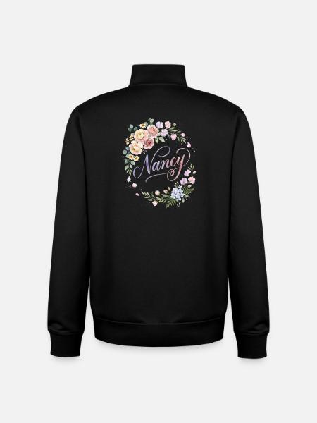 Nom de couronne de fleurs Nancy - Sweat zippé unisexe en coton bio Stanley/Stella - noir