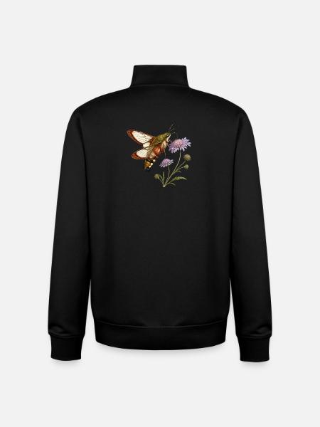 Sphinx colibri (Hemaris fuciformis) - Sweat zippé unisexe en coton bio Stanley/Stella - noir