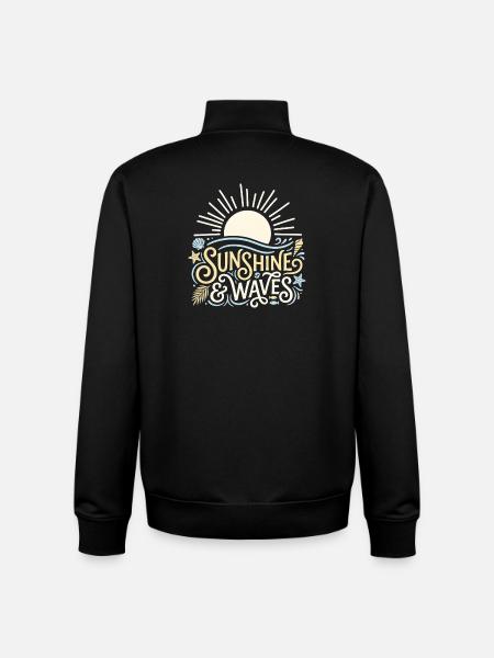 Soleil & Vagues - Sweat zippé unisexe en coton bio Stanley/Stella - noir