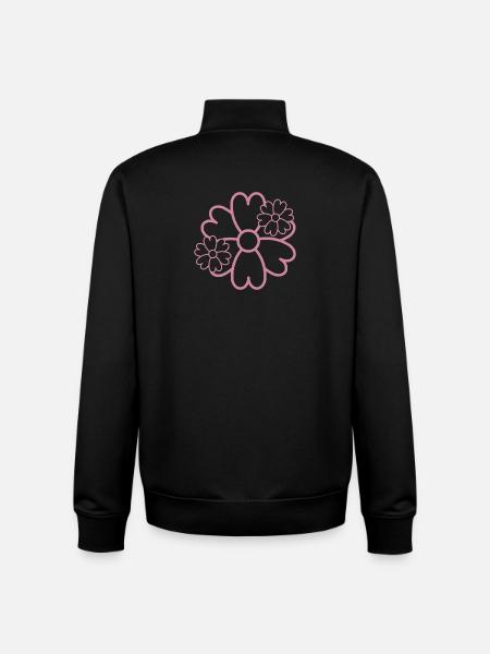 Fleur Simple - Sweat zippé unisexe en coton bio Stanley/Stella - noir