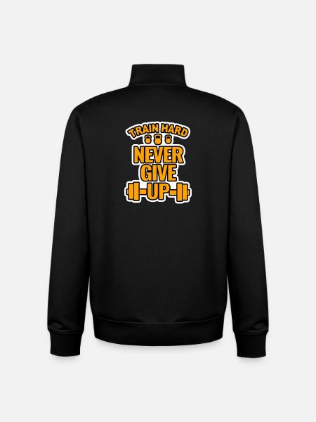 Train Hard Never Give Up Tee - Unisex Organic Zip Sweatshirt von Stanley/Stella - Schwarz