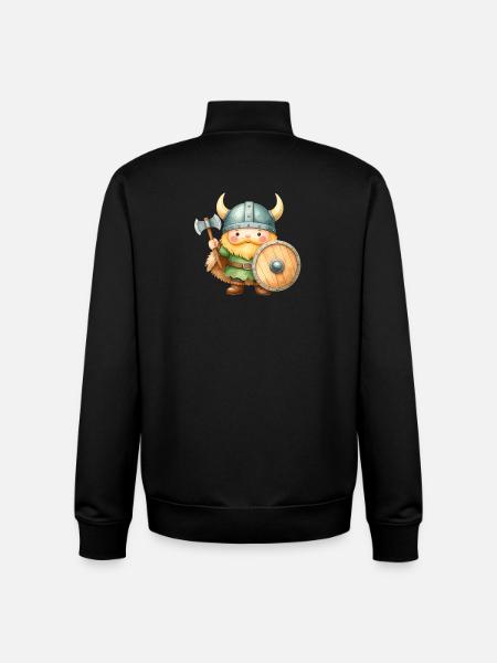 Kleiner Wikinger mit Schild & Axt – Kawaii-Comic - Unisex Organic Zip Sweatshirt von Stanley/Stella - Schwarz