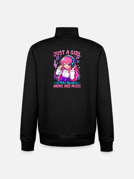 Anime et musique Chibi - Sweat zippé unisexe en coton bio Stanley/Stella - noir
