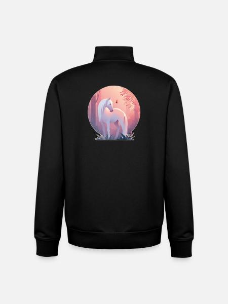 Cheval avec papillon - Sweat zippé unisexe en coton bio Stanley/Stella - noir