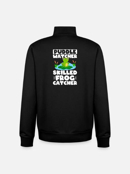 Frog Catcher Puddle Watcher Skilled Frog - Unisex Organic Zip Sweatshirt by Stanley/Stella - black