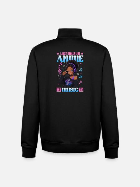 Anime and Music Chibi Black Girl - Unisex Organic Zip Sweatshirt by Stanley/Stella - black