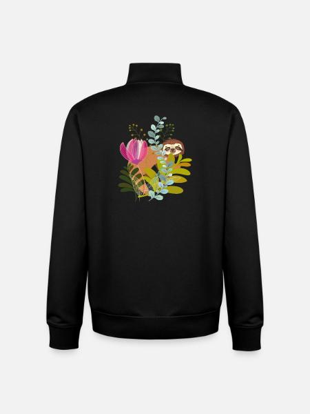 Faultier im Blumenstrauß - Unisex Organic Zip Sweatshirt von Stanley/Stella - Schwarz