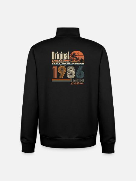 Vintage 1986 Vintage Retro Birthday Gift - Unisex Organic Zip Sweatshirt by Stanley/Stella - black