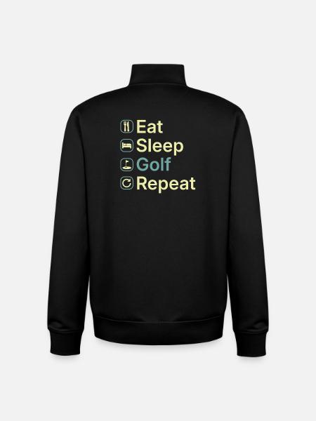 Spis, sov, golf, gentag sjov golfspillergave. - Stanley/Stella unisex sweatshirt med lynlås i økologisk - sort