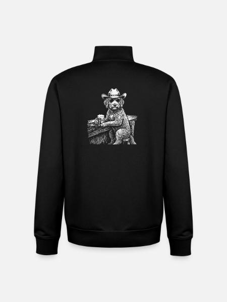 Cowboy Dog Beer Funny Labradoodle - Unisex Organic Zip Sweatshirt by Stanley/Stella - black