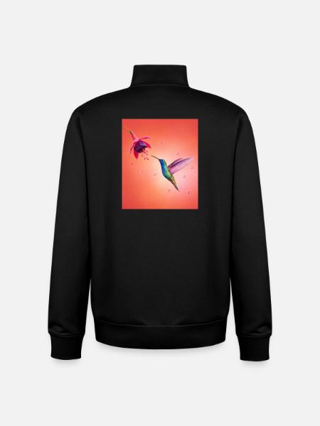 Leuchtender Kolibri am Blütenrand - Unisex Organic Zip Sweatshirt von Stanley/Stella - Schwarz
