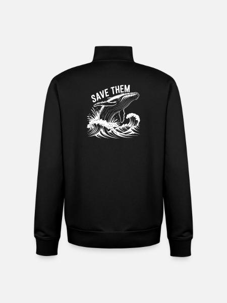 Conception de baleine - Sweat zippé unisexe en coton bio Stanley/Stella - noir
