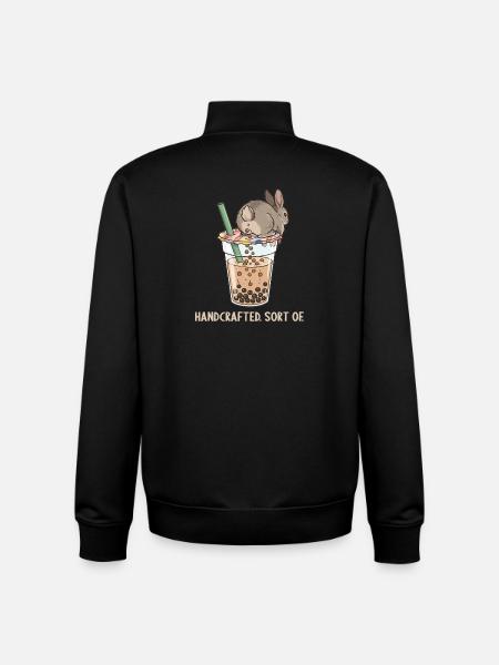 Cute Bunny Funny Boba Bubble Tea - Unisex Organic Zip Sweatshirt by Stanley/Stella - black