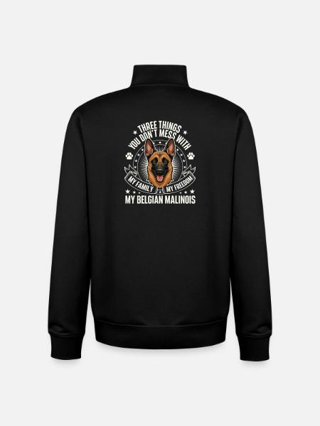 Family Freedom Belgian Malinois Warning - Unisex Organic Zip Sweatshirt by Stanley/Stella - black
