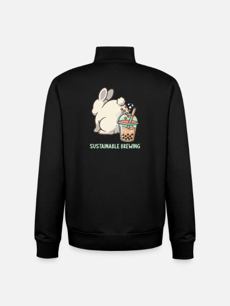 Cute Bunny Funny Boba Bubble Tea - Unisex Organic Zip Sweatshirt by Stanley/Stella - black