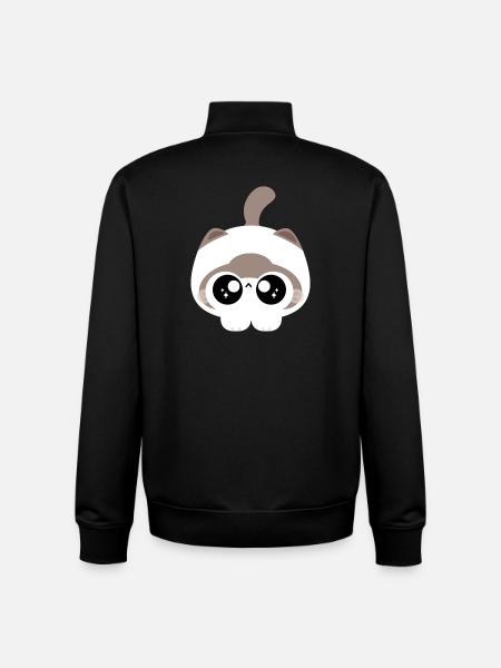 Kawaii Cat with Starry Eyes - Unisex Organic Zip Sweatshirt by Stanley/Stella - black