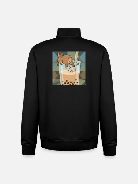Cute Bunny Funny Boba Bubble Tea - Unisex Organic Zip Sweatshirt by Stanley/Stella - black