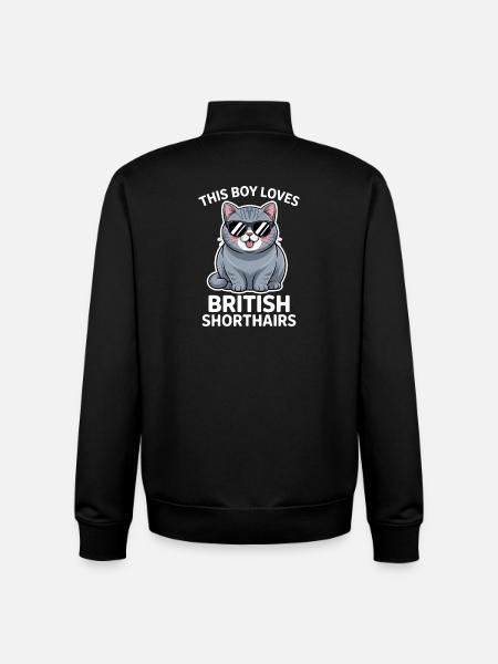 Detti britannici a pelo corto Regalo divertente per gatti - Felpa unisex con zip in cotone biologico di Stanley/Stella - nero