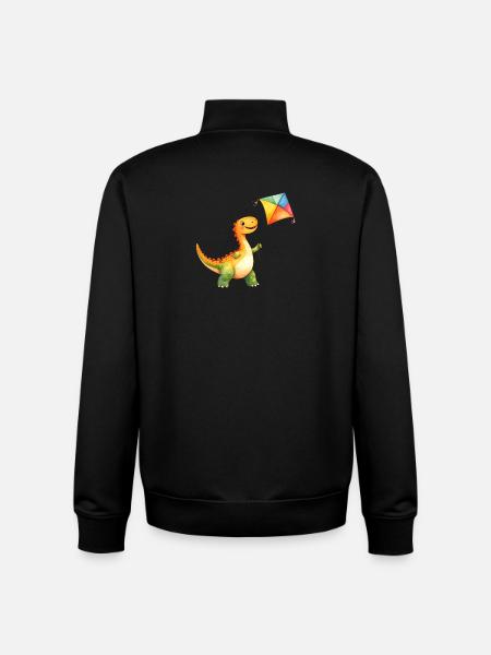 Dinosaur flies a kite – Dino - Unisex Organic Zip Sweatshirt by Stanley/Stella - black