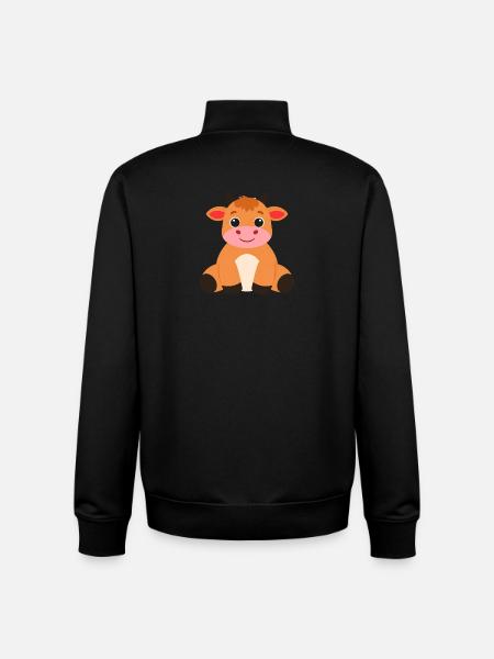 Sitzende Highland-Kuh – Gemütliches Comic-Design - Unisex Organic Zip Sweatshirt von Stanley/Stella - Schwarz